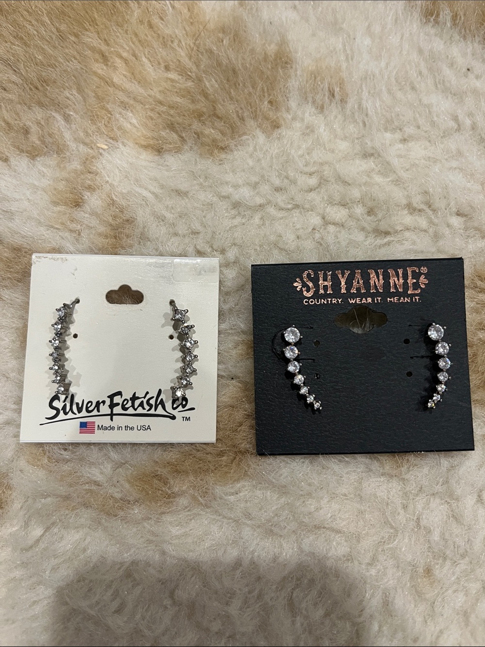 Silver Fetish & Shyanne Silver Crystal Ear Climbers - Sparkling Silver Earrings